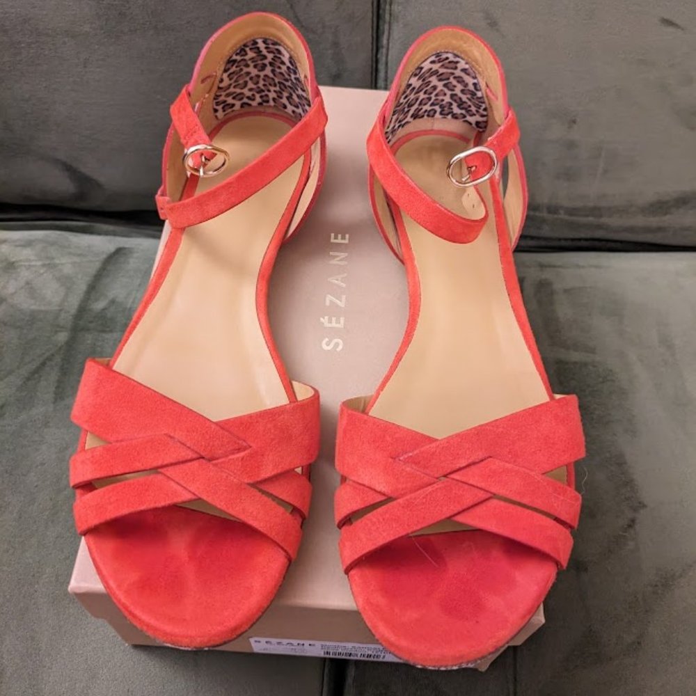 Sezane Low Elise Sandals. Coral color. Size 39 (8)